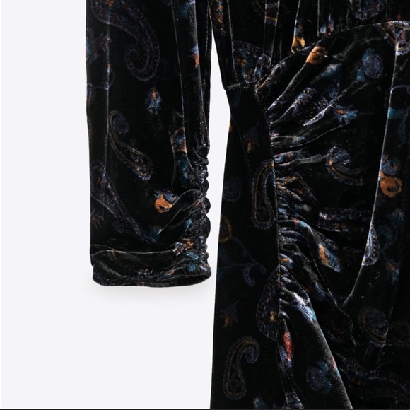 ZARA PAISLEY PRINT VELVET DRESS - Picture 3 of 10